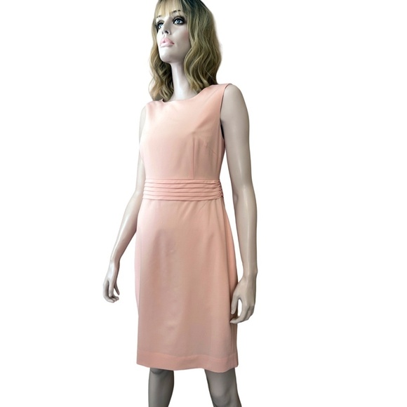 J. CREW 365 Dress Refined Wool Blend Pale Pink Sleeveless Sheath Pleated Waist - Picture 4 of 14